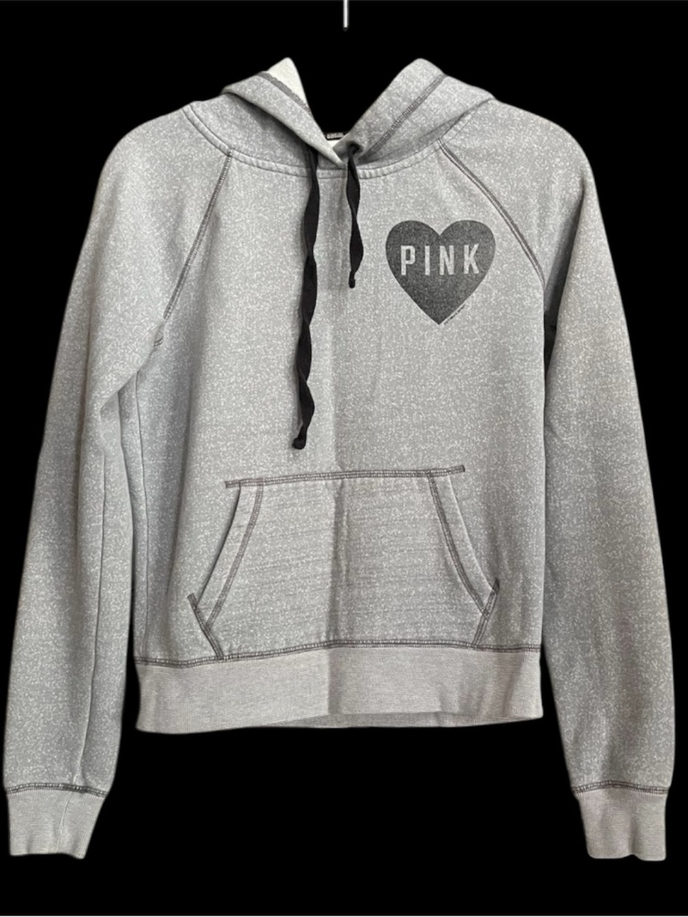 PINK Victoria's Secret Light Gray Pullover Hoodie with Black Trim